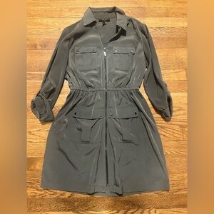 Chic Army Green Zip-Up Dress